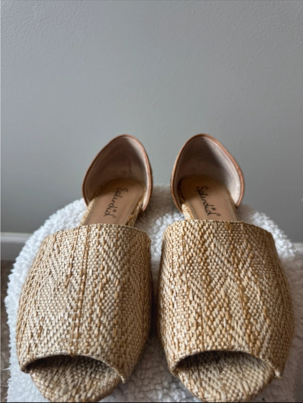 Splendid Beige Woven Open-Toe Slide Sandals